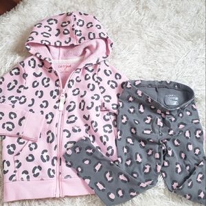 CAT & JACK EUC Leopard Sweatshirt, Leggings 3T